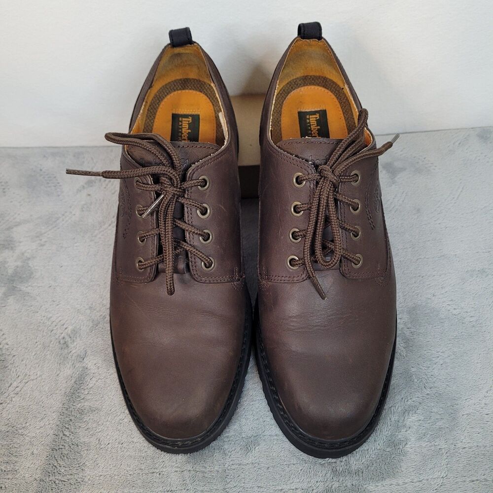 Timberland 95040 Shoes Brown Waterproof Leather Mens 11M Lace Up Oxford Derby